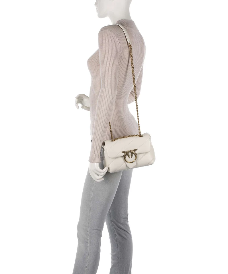 Pinko Love Puff Mini Schultertasche bianco seta/antique gold