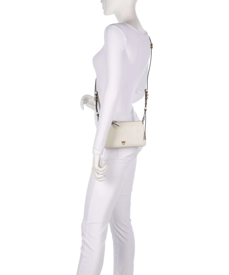 Pinko Double Mini Schultertasche bianco seta/antique gold
