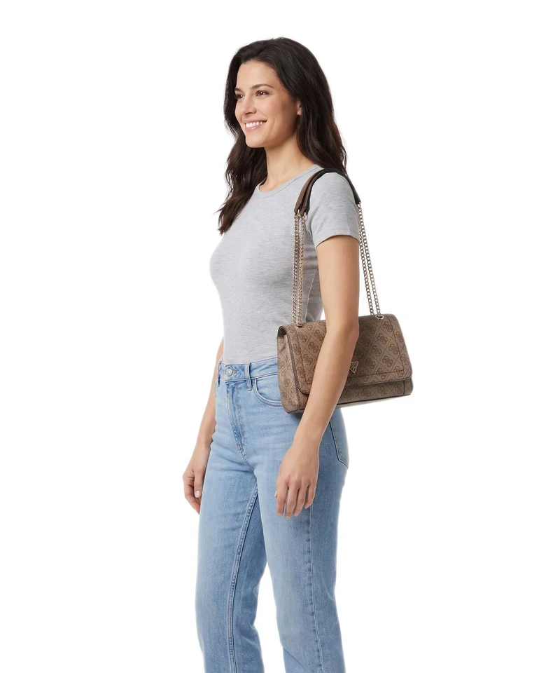 Guess Noelle Schultertasche latte logo/brown