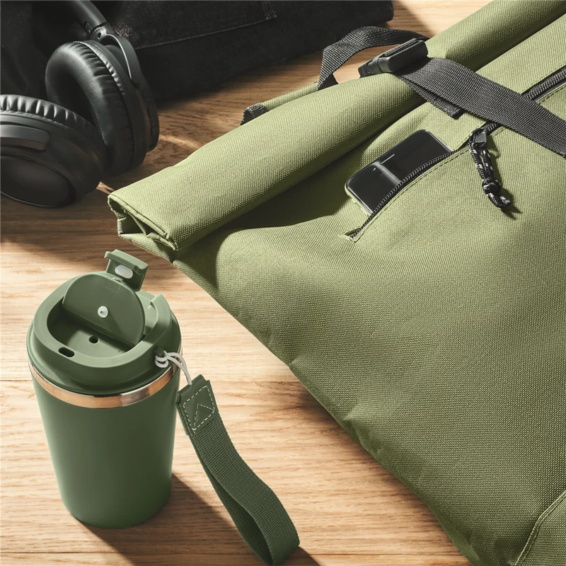 Rolltop Laptop Backpack with Padded Back