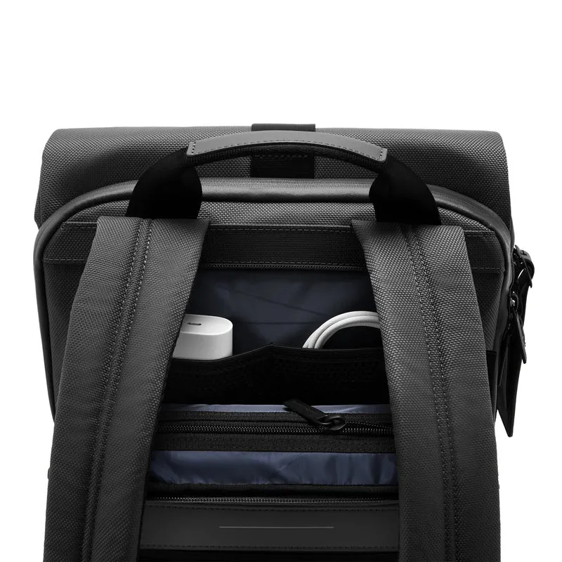 Midtown Flaptop Backpack / All Black / Recycled Nylon