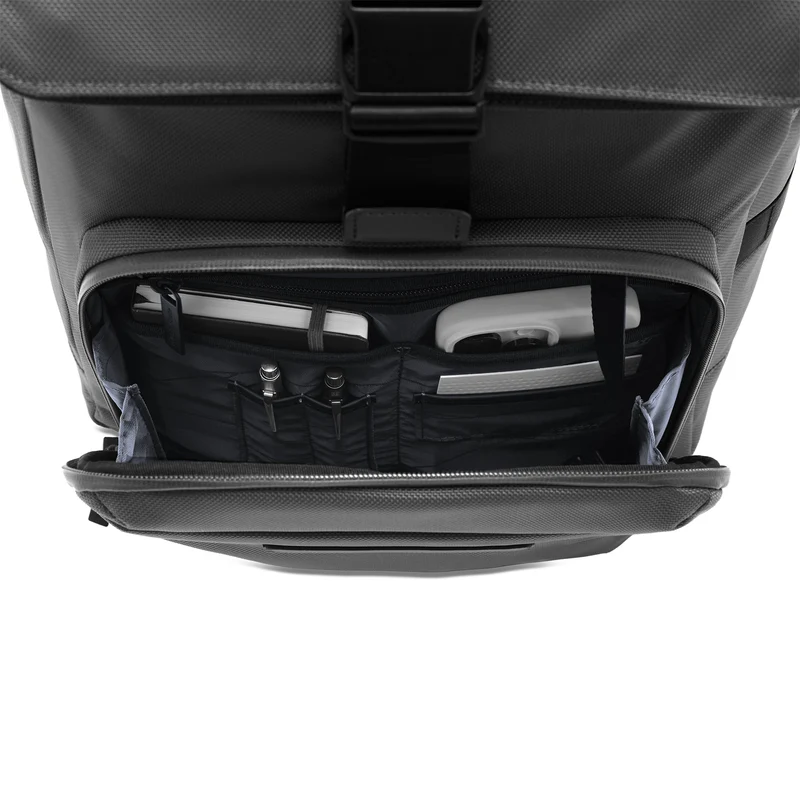 Midtown Flaptop Backpack / All Black / Recycled Nylon