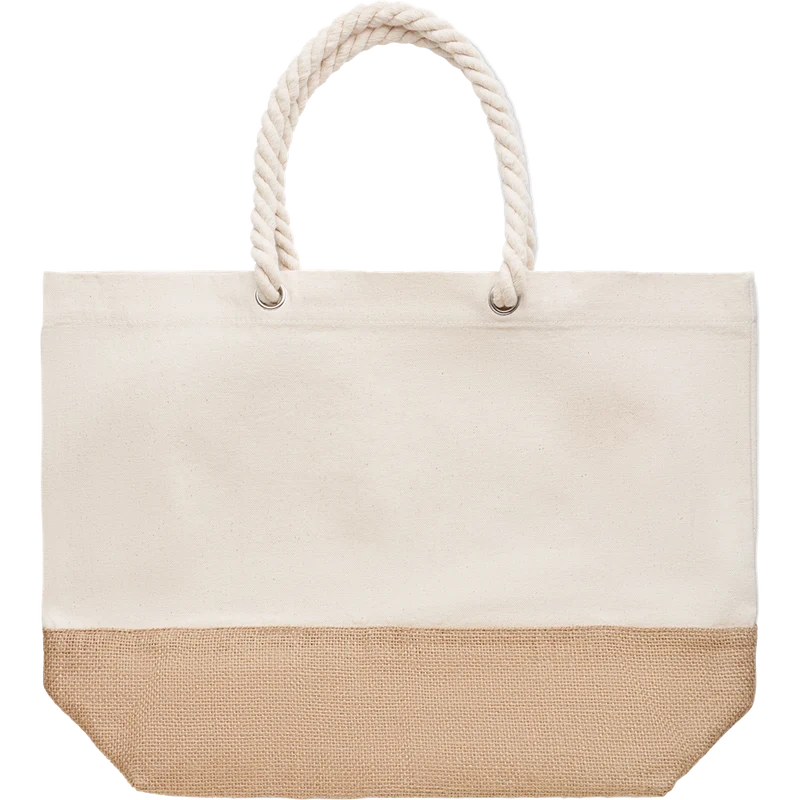 Canvas Beach Bag with Jute Detail