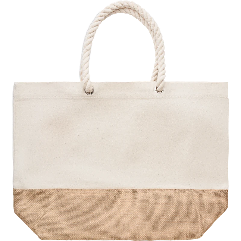 Canvas Beach Bag with Jute Detail