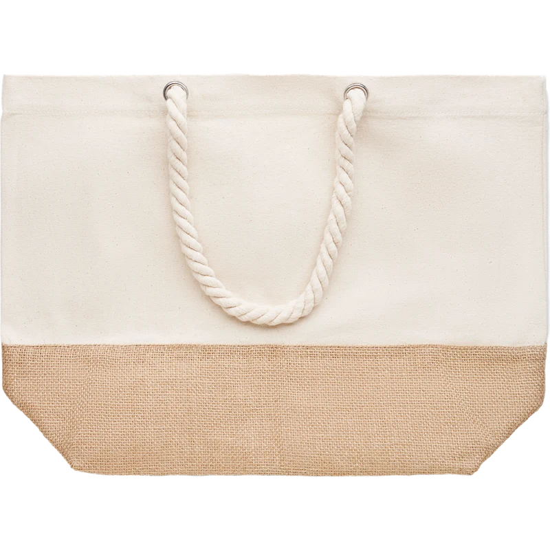 Canvas Beach Bag with Jute Detail
