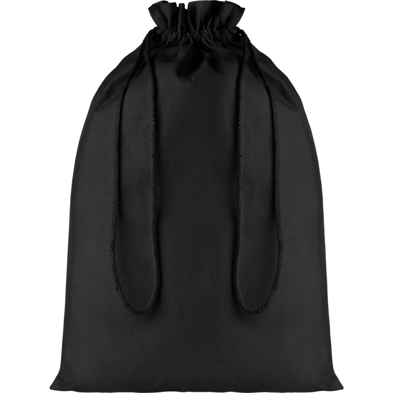 Large Cotton Draw Cord Bag (Black)