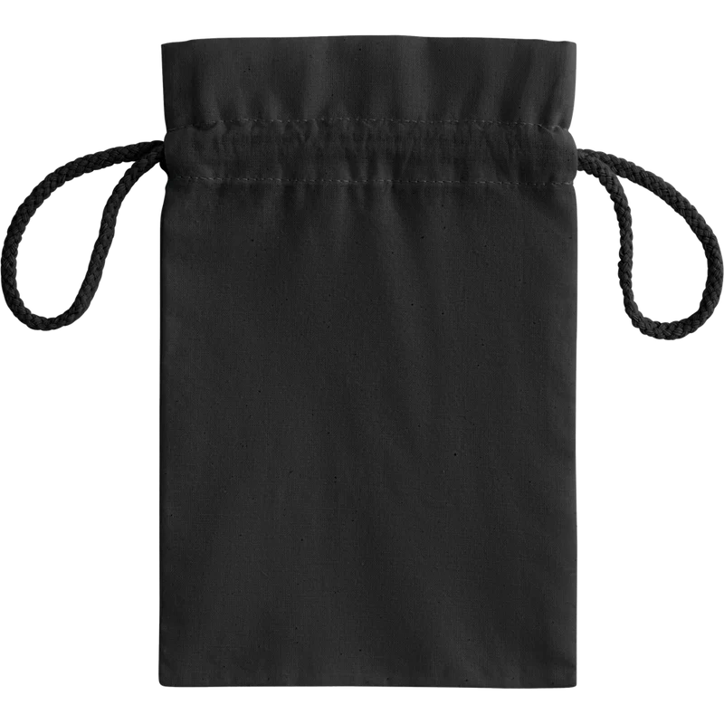 Small Cotton Draw Cord Bag (Black)