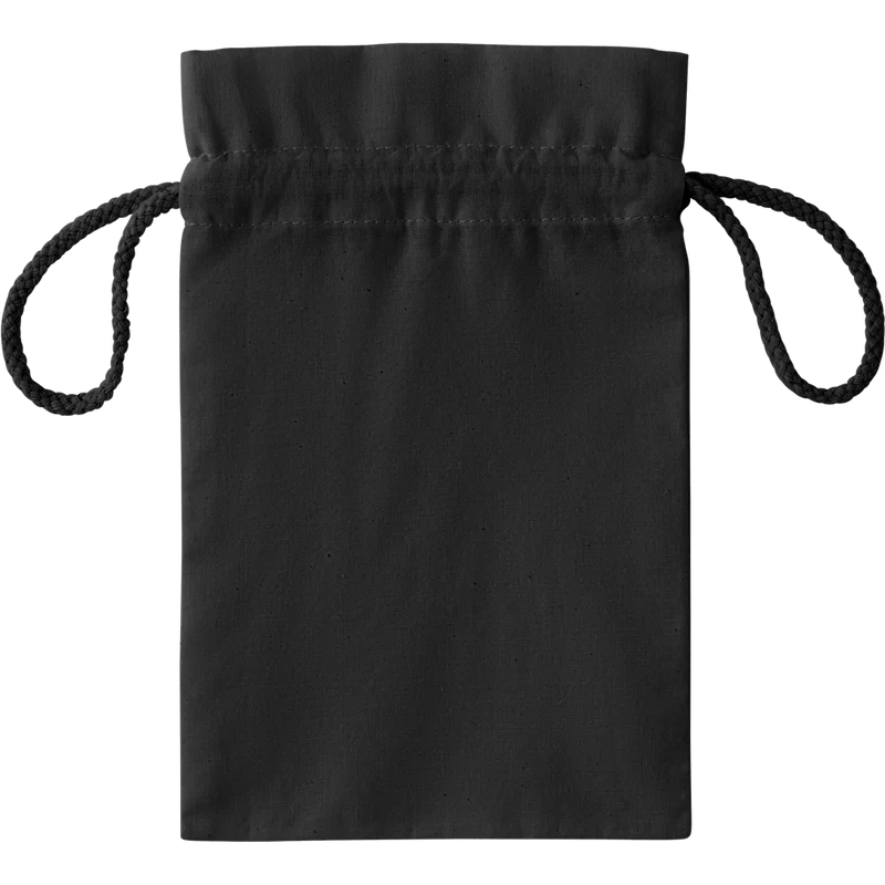 Small Cotton Draw Cord Bag (Black)