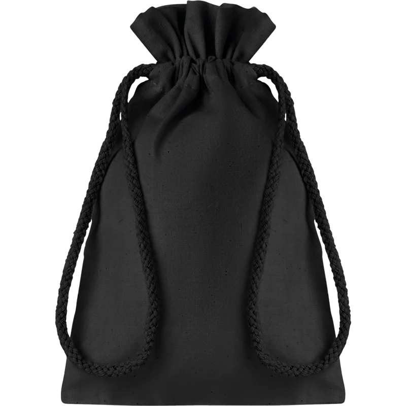 Small Cotton Draw Cord Bag (Black)