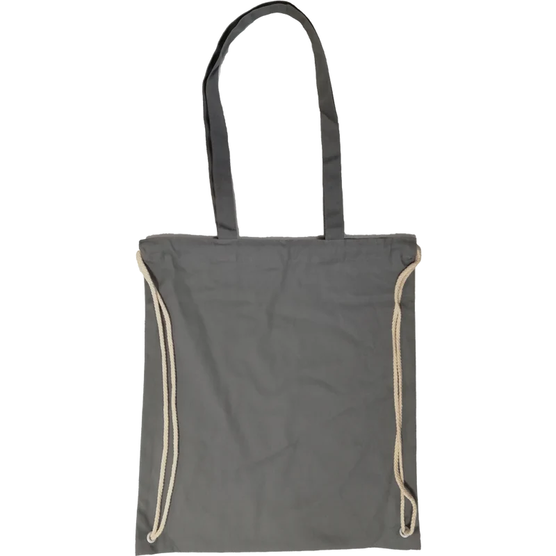 Canvas Shopping Bag with Drawstring (Black)