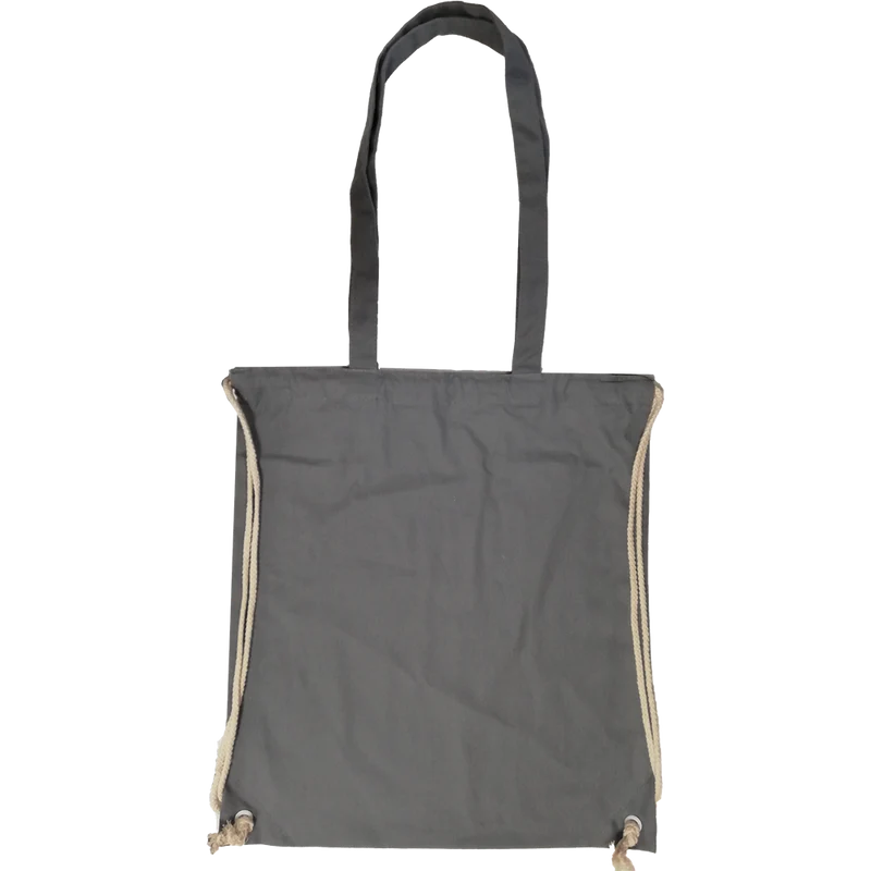 Canvas Shopping Bag with Drawstring (Black)