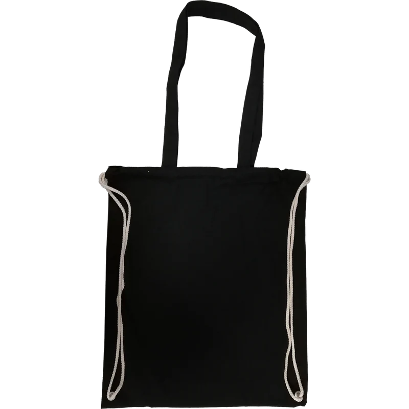 Canvas Shopping Bag with Drawstring (Black)
