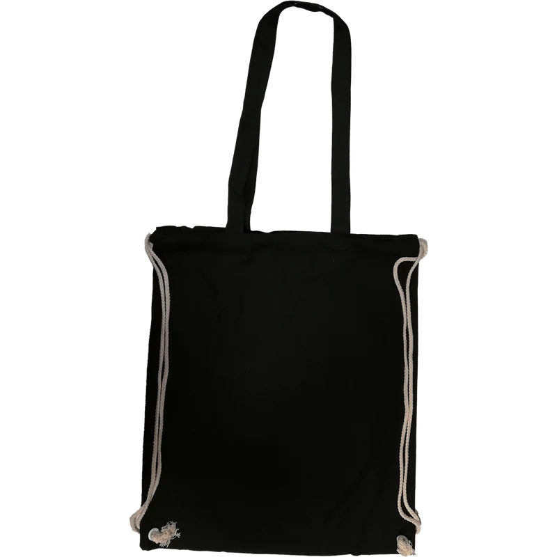 Canvas Shopping Bag with Drawstring (Black)