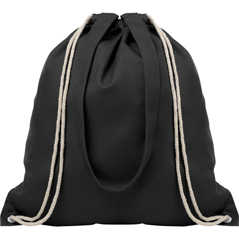 Canvas Shopping Bag with Drawstring (Black)