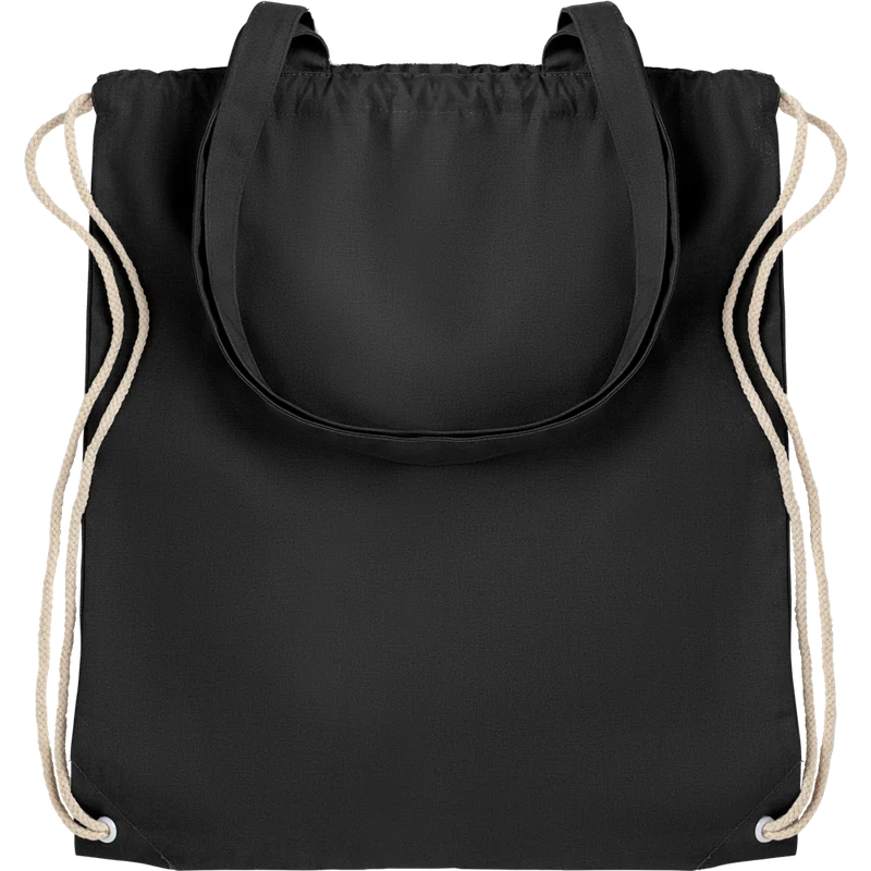 Canvas Shopping Bag with Drawstring (Black)