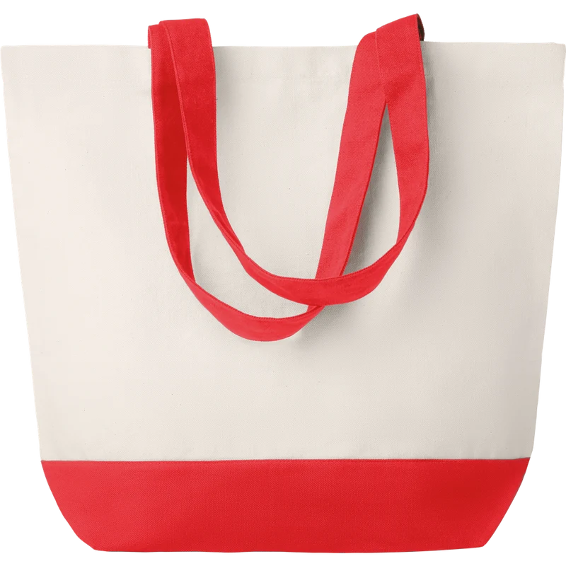 Canvas Beach Bag with Bottom Detail