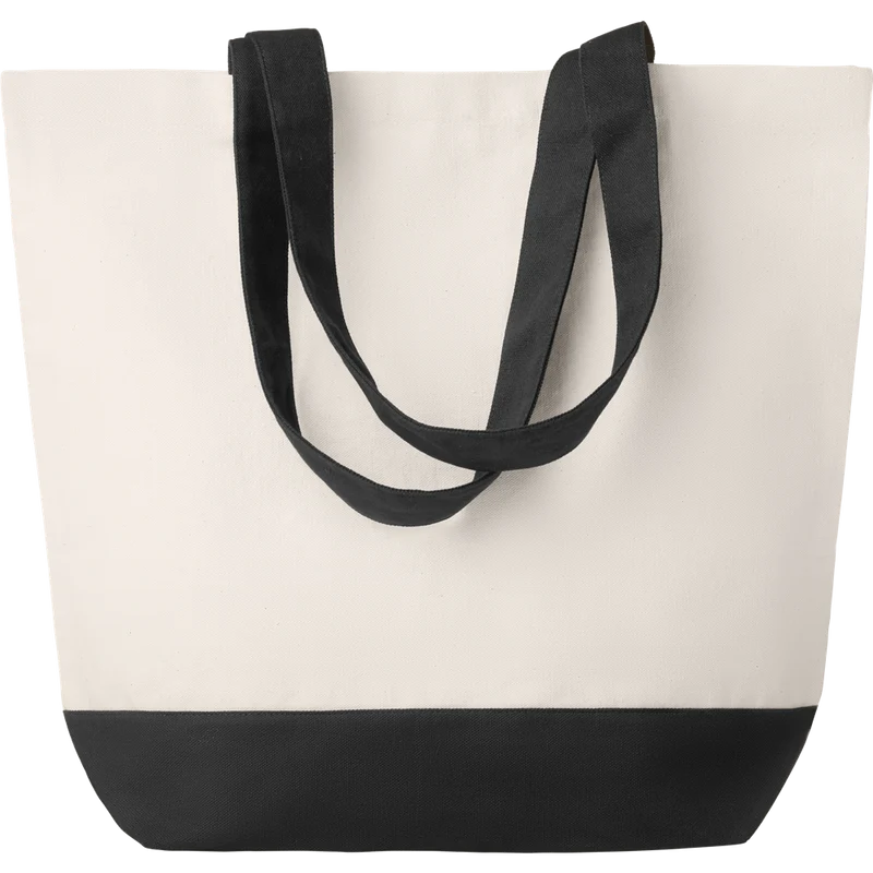 Canvas Beach Bag with Bottom Detail