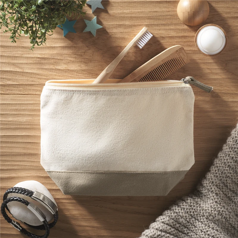 Bicolour Cotton Cosmetic Bag