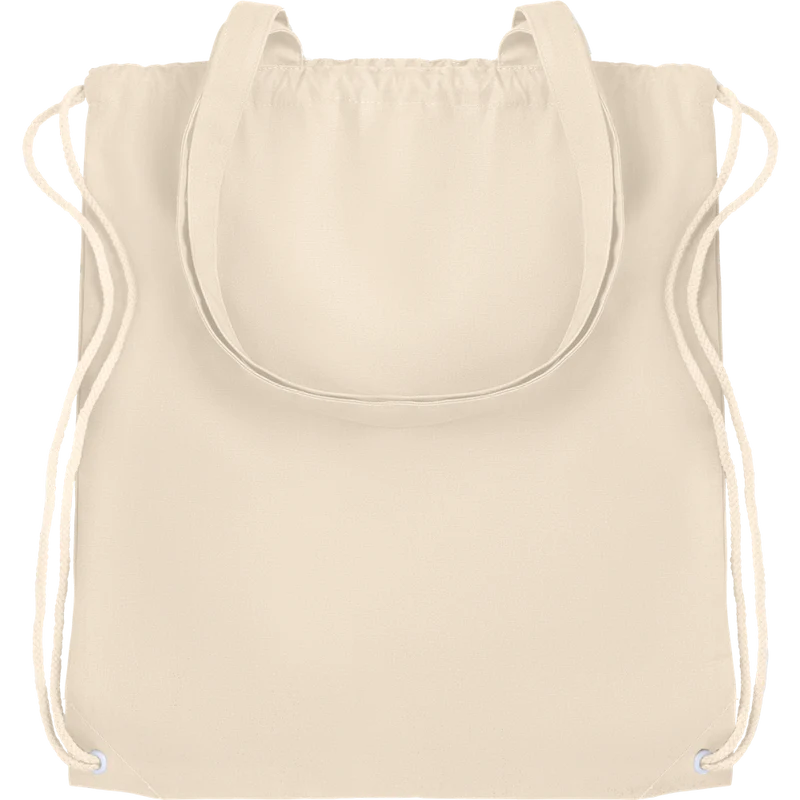 Canvas Shopping Bag with Drawstring (Beige)
