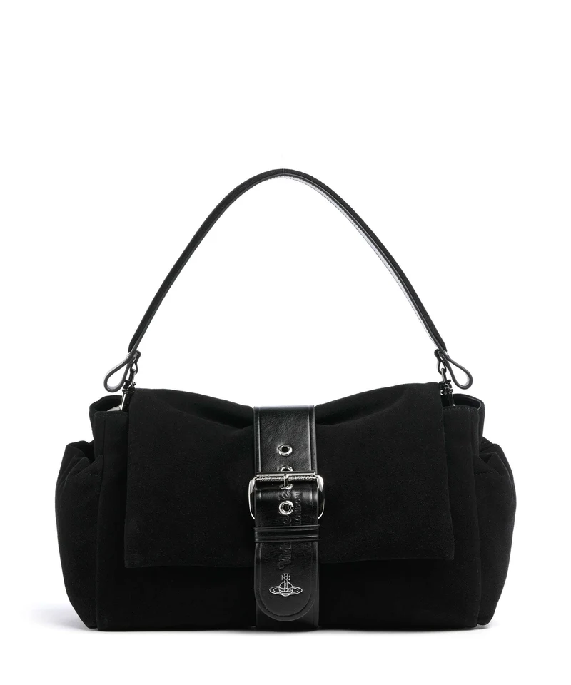 Vivienne Westwood Hazel Suede Treasure XL Schultertasche black