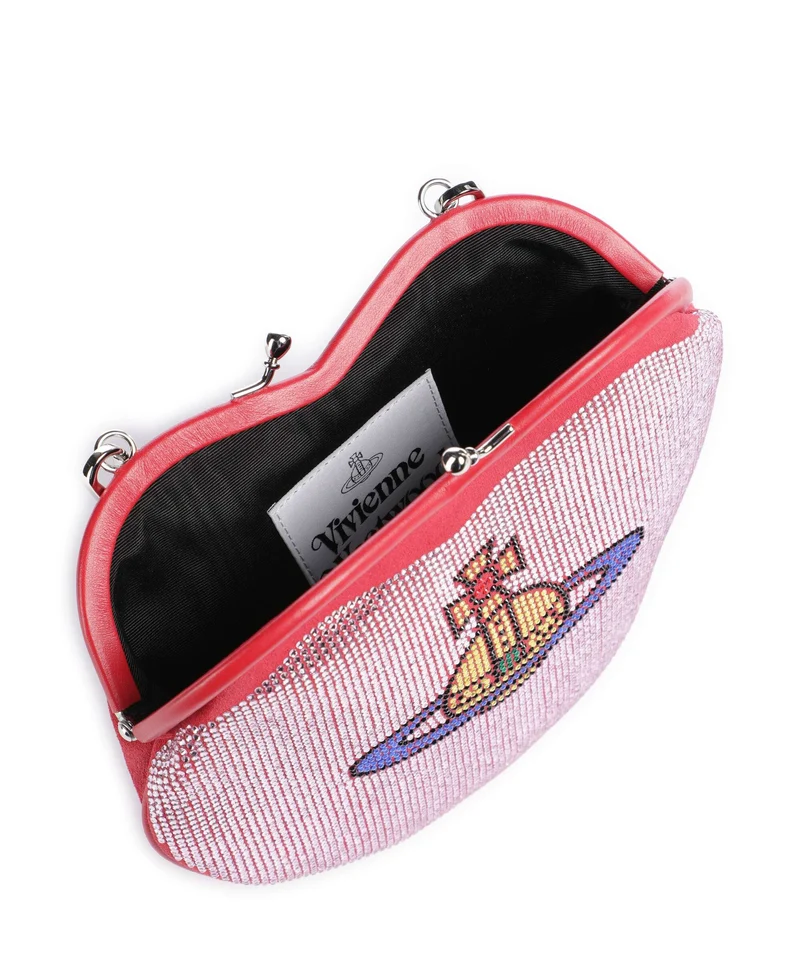 Vivienne Westwood Belle Heart Frame Diamante Umhängetasche pink