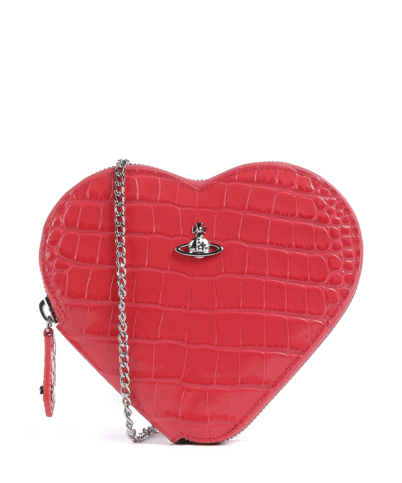 Vivienne Westwood Heart Embossed Croc Umhängetasche coral
