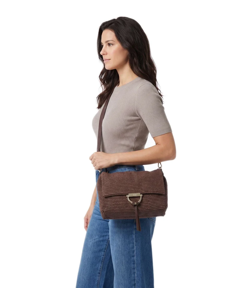 Abro Raffia Classica Temi Medium Schultertasche wood