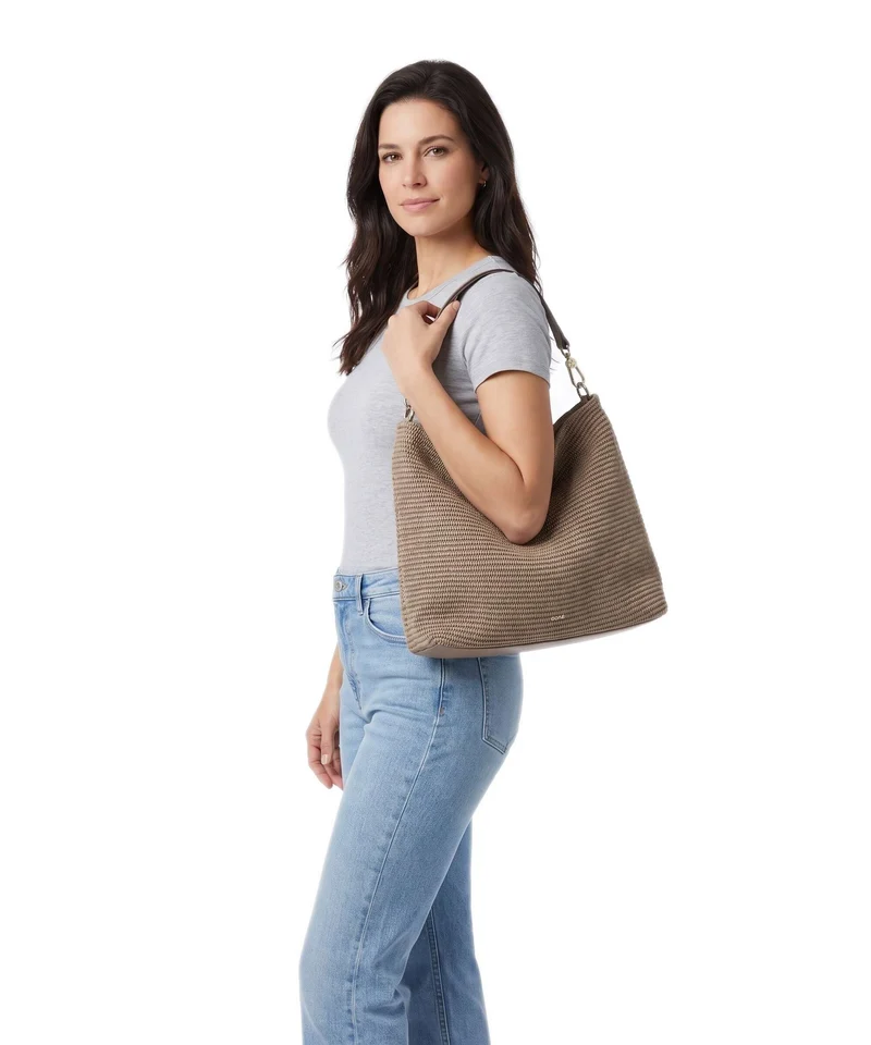 Abro Raffia Kaia Beuteltasche siena