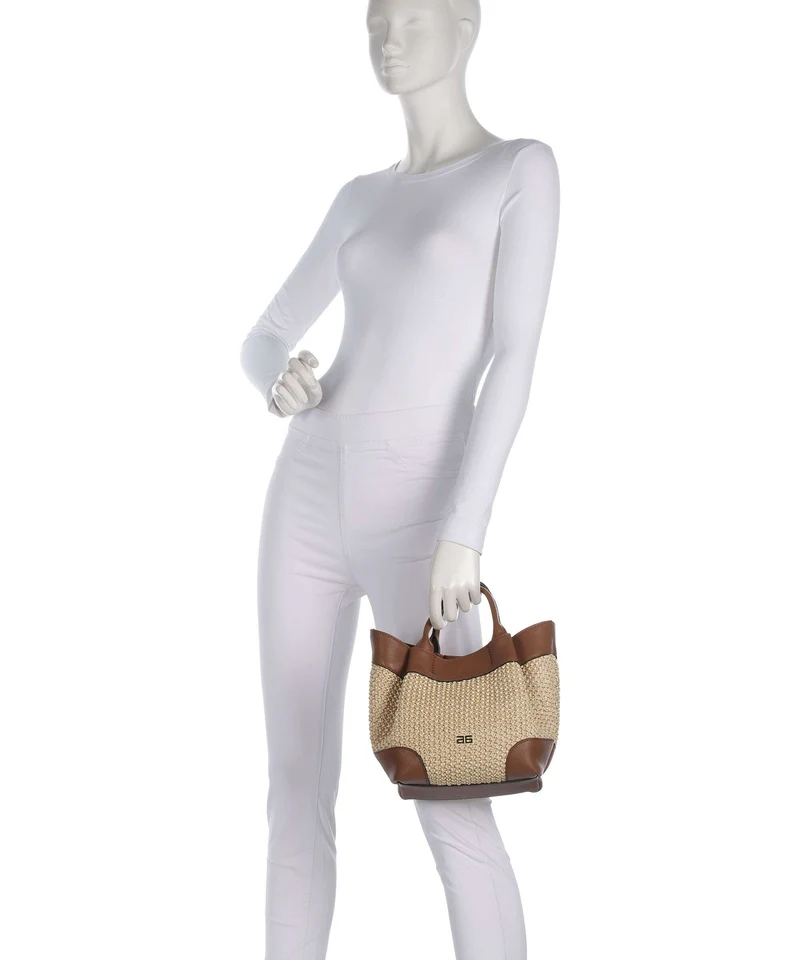 Abro Maglia Raffia Essential Small Handtasche natural/nut