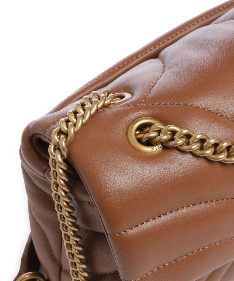 Pinko Love Puff Mini Schultertasche marrone/leone/antique gold