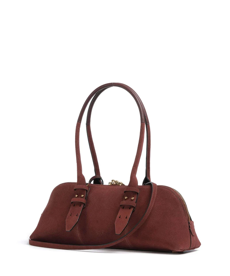 Pinko Bowling Horizontal Big Schultertasche burgundy wine/antique gold