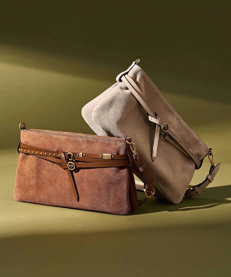Pinko Belt Classic Schultertasche beige/grigio fumo/antique gold