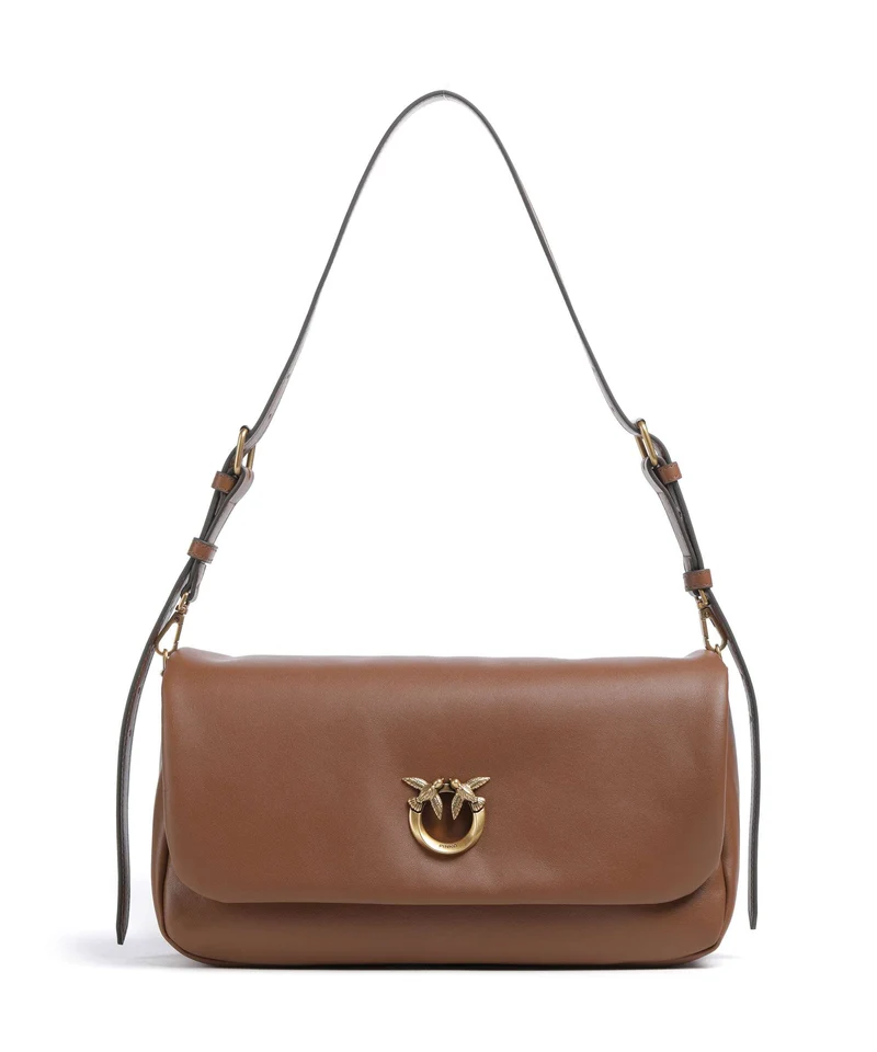 Pinko Click Soft Horizontal Schultertasche marrone/leone/antique gold