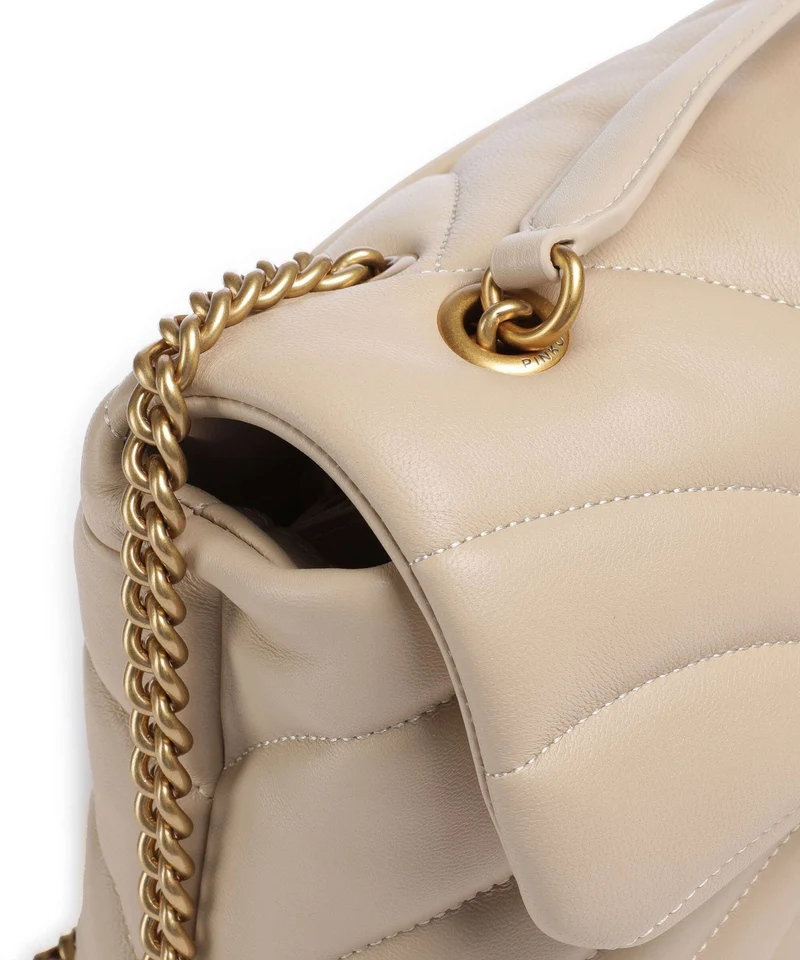 Pinko Love Puff Classic Schultertasche beige/grigio fumo/antique gold
