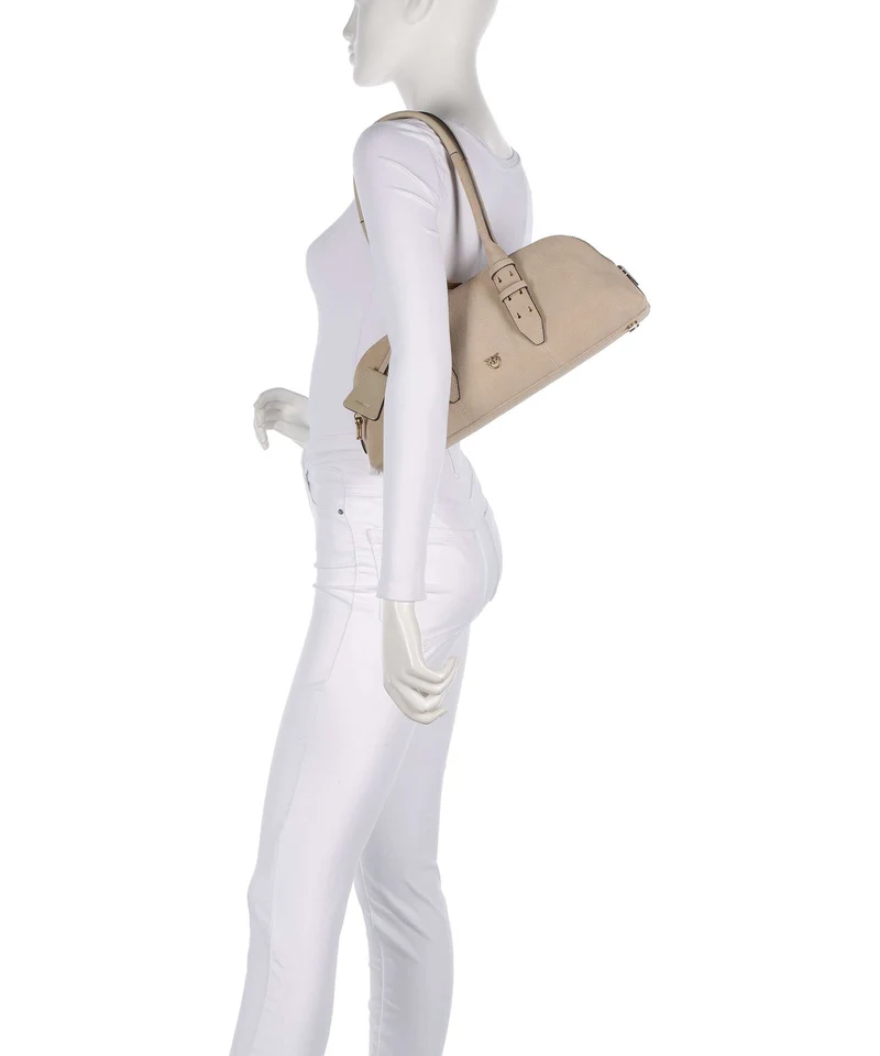 Pinko Bowling Horizontal Big Schultertasche beige/grigio fumo/antique gold