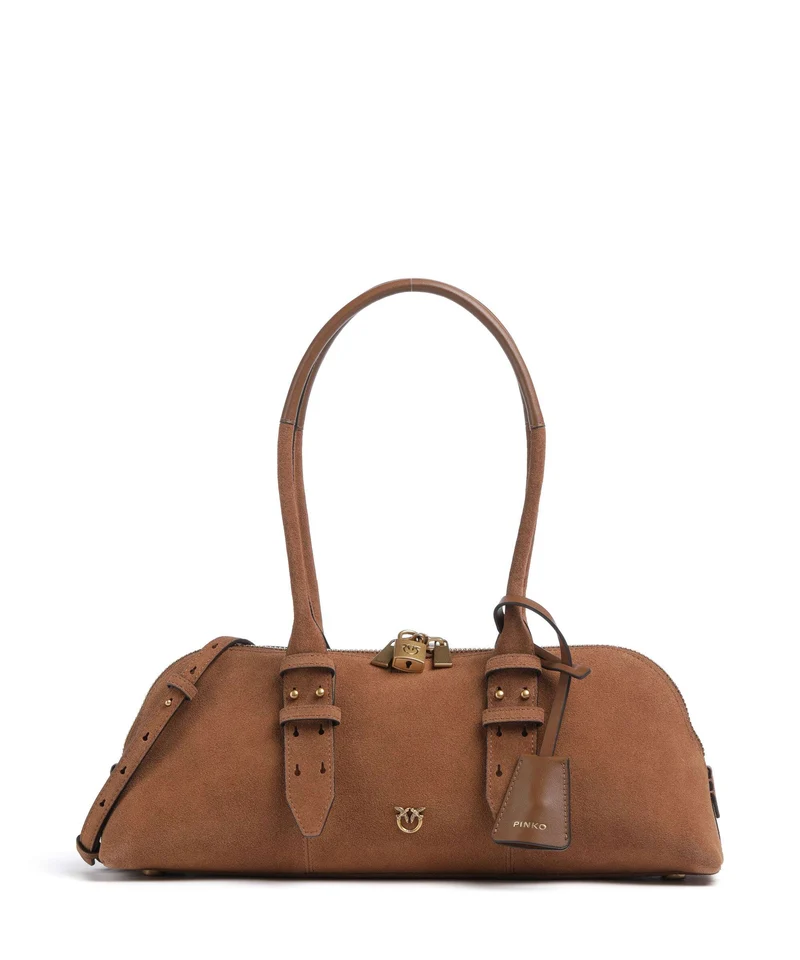 Pinko Bowling Horizontal Big Schultertasche marrone/leone/antique gold