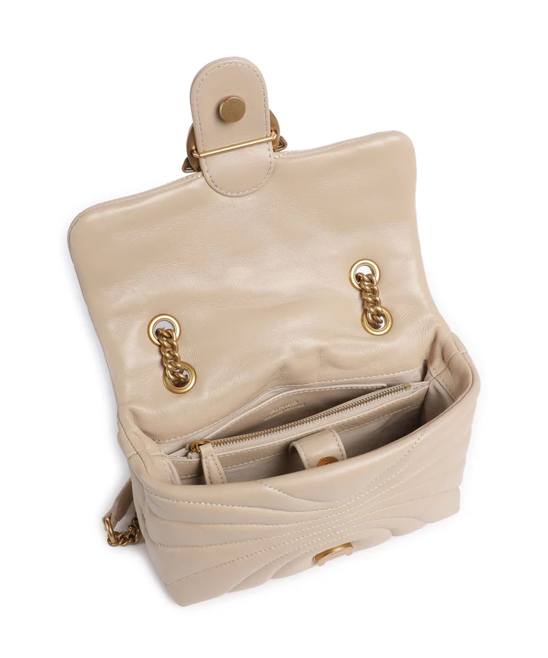 Pinko Love Puff Mini Schultertasche beige/grigio fumo/antique gold