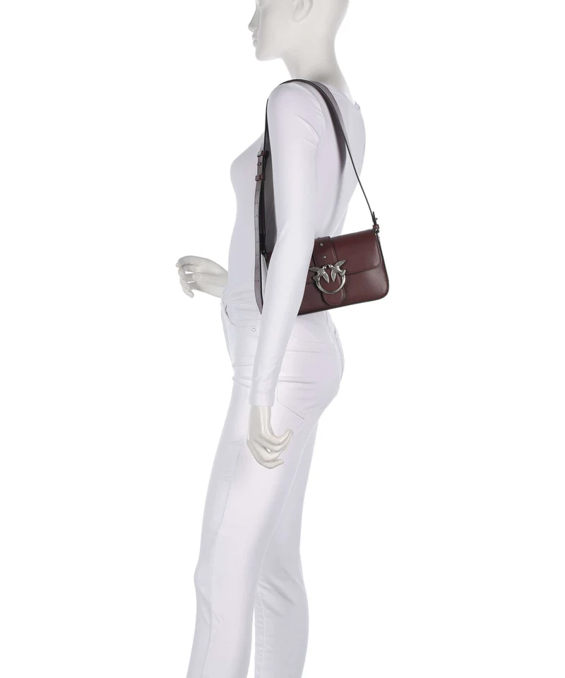 Pinko Love One Mini Slouchy Schultertasche burgundy wine/old silver