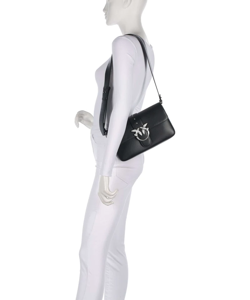 Pinko Love One Classic Slouchy Schultertasche nero limousine/matt silver