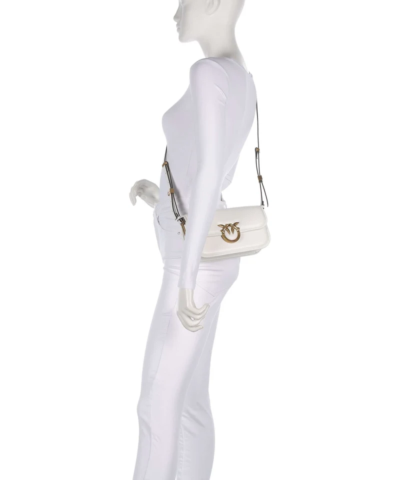 Pinko Love Box Horizontal Schultertasche bianco nembo/antique gold
