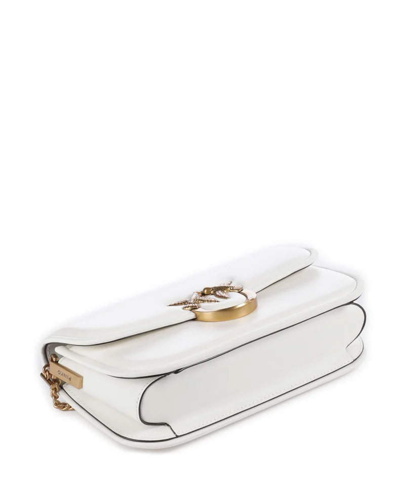 Pinko Love Box Horizontal Schultertasche bianco nembo/antique gold