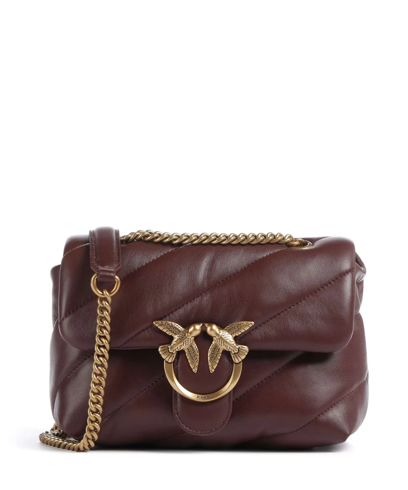 Pinko Love Puff Mini Schultertasche burgundy wine/antique gold