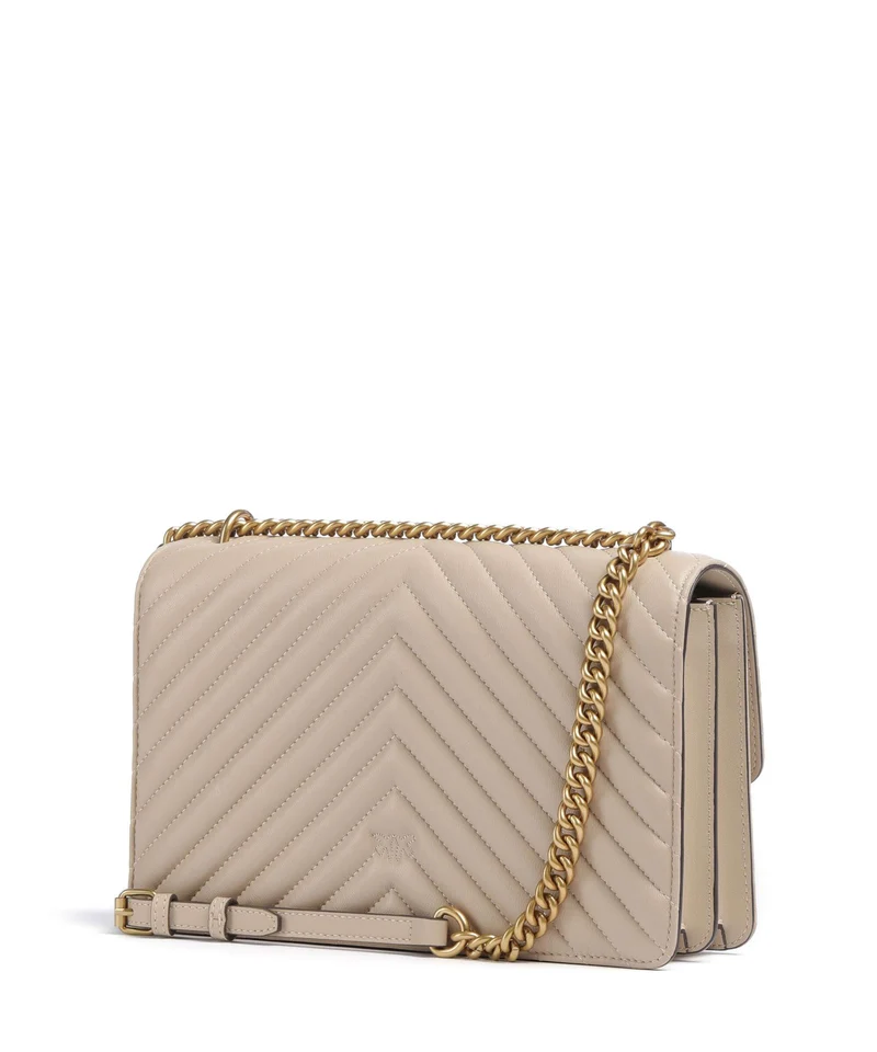 Pinko Love One Classic Schultertasche beige/grigio fumo/antique gold