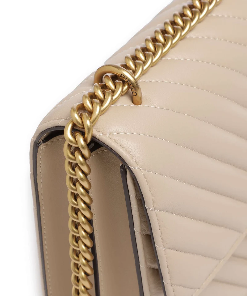 Pinko Love One Classic Schultertasche beige/grigio fumo/antique gold