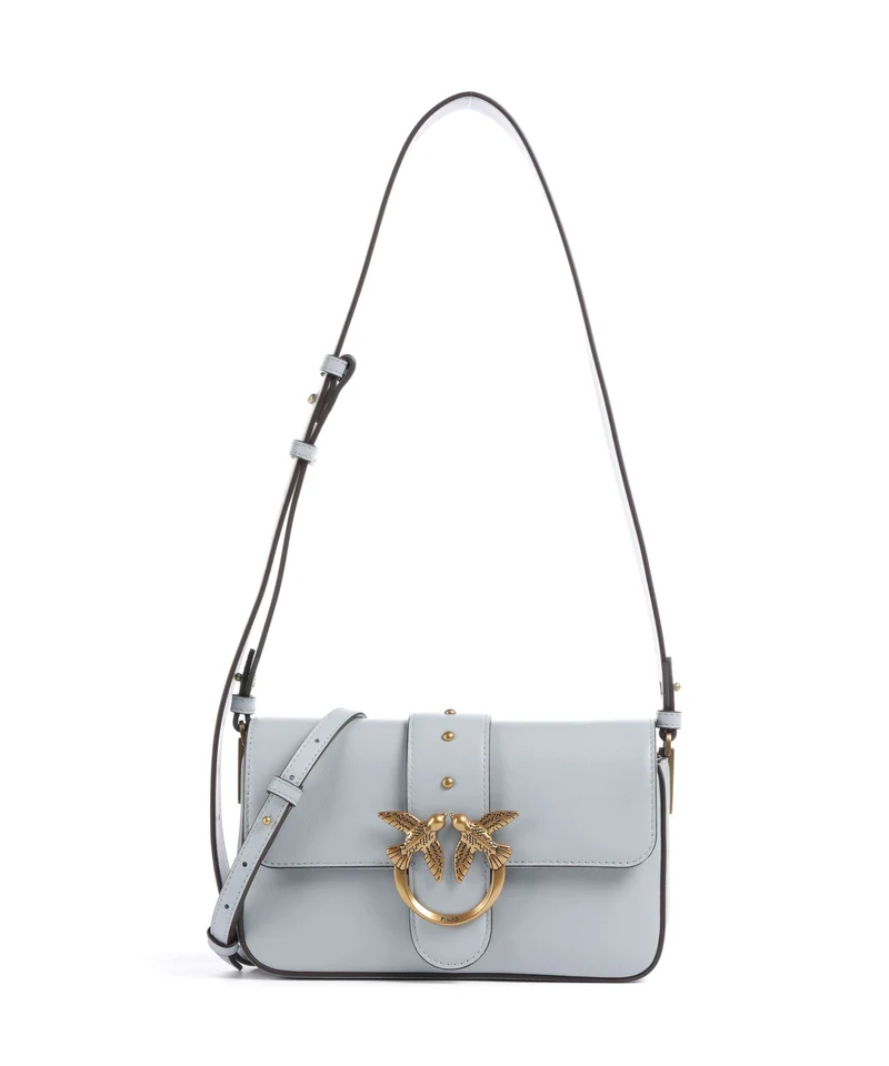 Pinko Love One Mini Slouchy Schultertasche azzurro celeste/antique gold