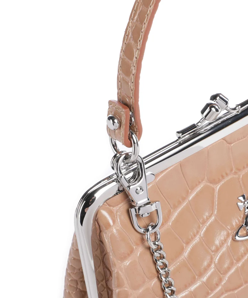 Vivienne Westwood Granny Frame Embossed Croc Handtasche dusty pink