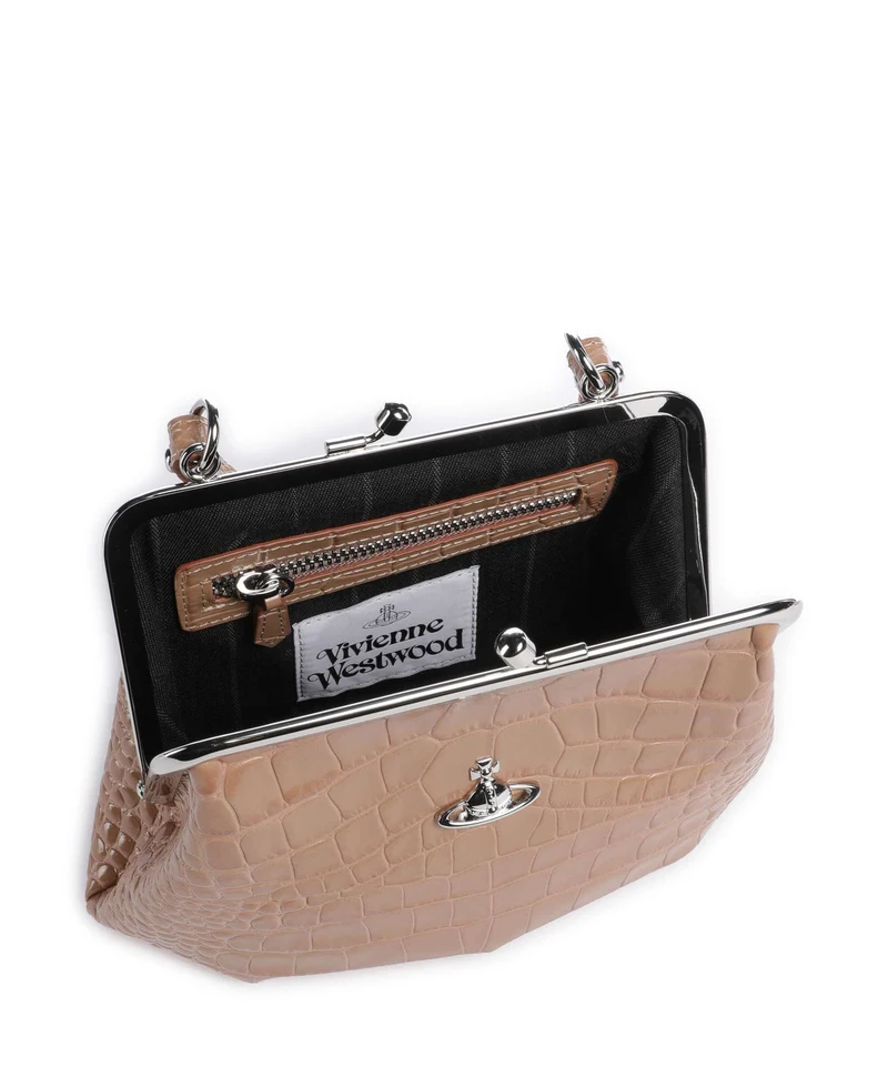 Vivienne Westwood Granny Frame Embossed Croc Handtasche dusty pink