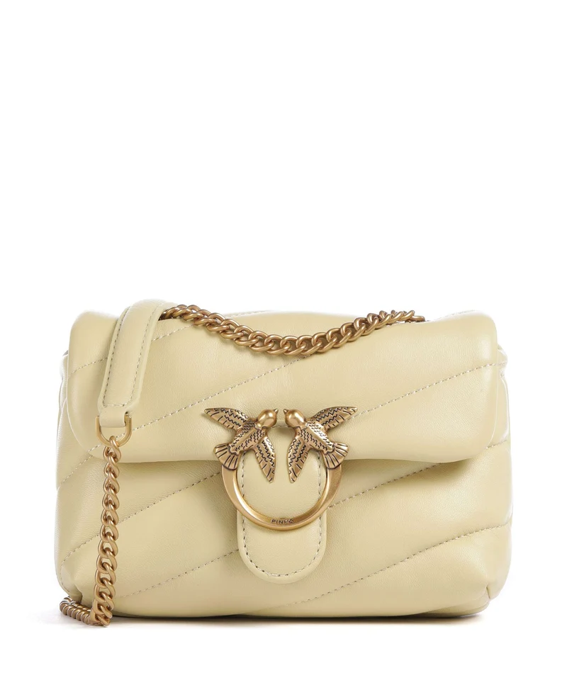 Pinko Love Puff Baby Schultertasche giallo vaniglia/antique gold