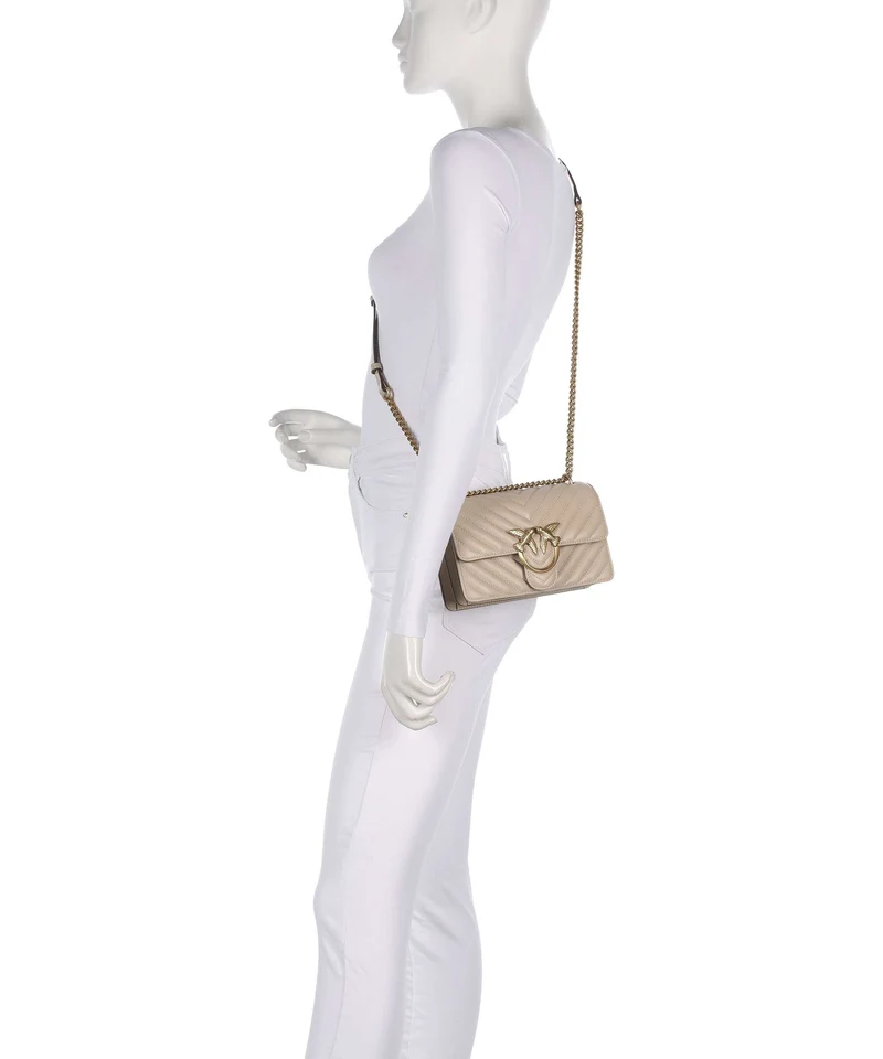 Pinko Love One Mini Schultertasche beige/grigio fumo/antique gold