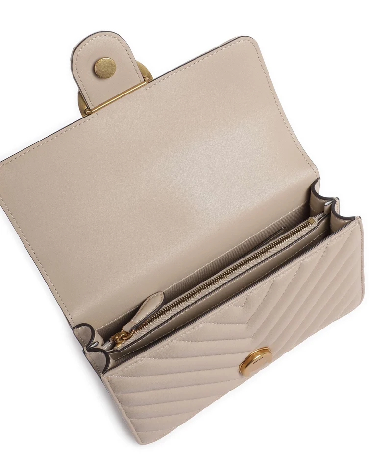 Pinko Love One Mini Schultertasche beige/grigio fumo/antique gold